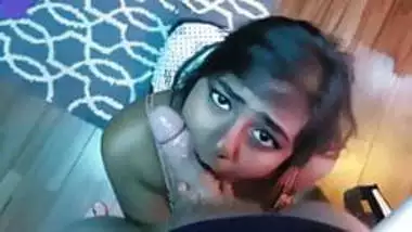 Indian girl giving a deep blowjob