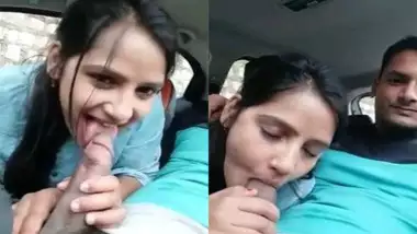 Shy Desi XXX girlfriend sucks her lover?s cock in car MMS